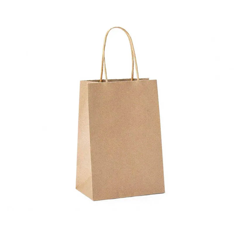 50X Kraft Paper Bags Gift Shopping Carry Craft Brown Bag With Handles - S-15cmx21cmx8cm V528-9360312087832
