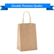 50X Kraft Paper Bags Gift Shopping Carry Craft Brown Bag With Handles - S-15cmx21cmx8cm V528-9360312087832