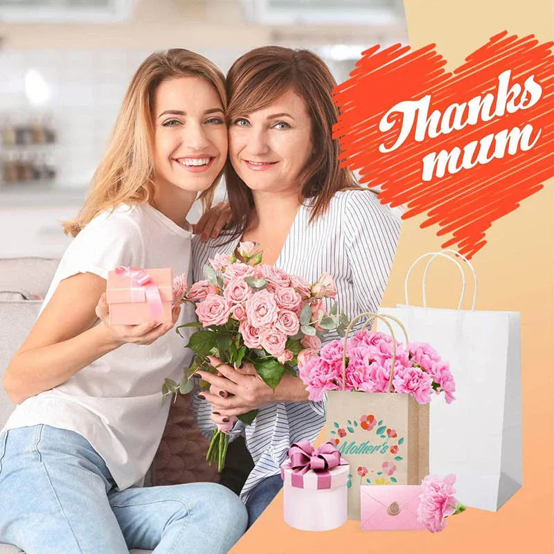 50X Kraft Paper Bags Gift Shopping Carry Craft Brown Bag With Handles - S-15cmx21cmx8cm V528-9360312087832