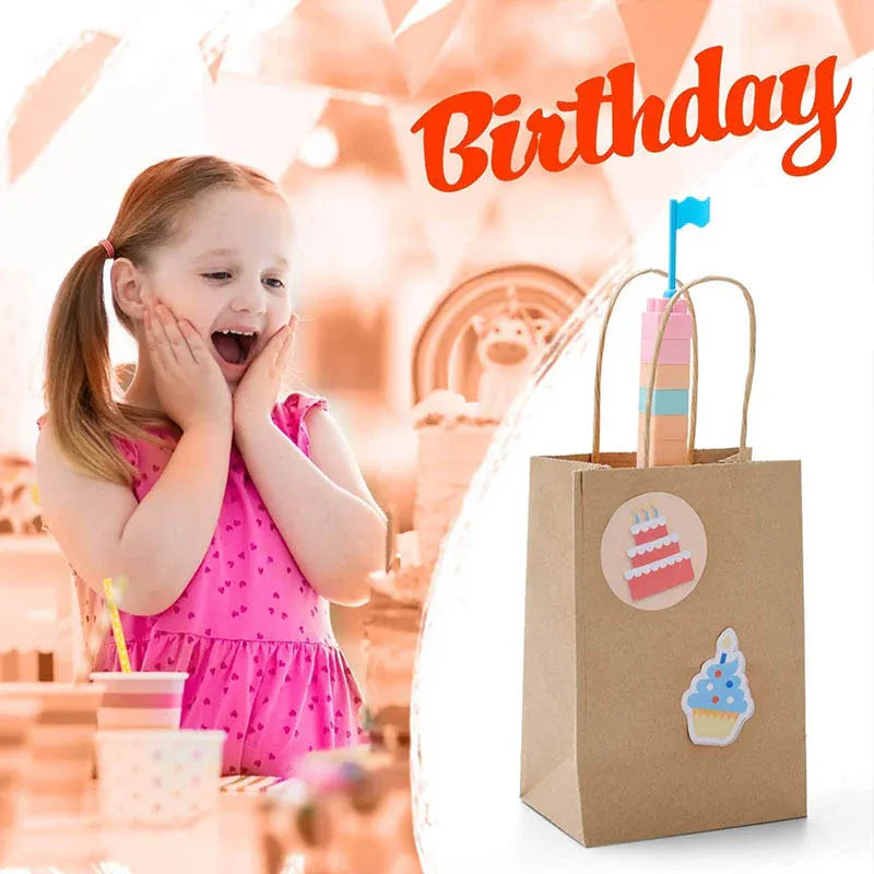 50X Kraft Paper Bags Gift Shopping Carry Craft Brown Bag With Handles - S-15cmx21cmx8cm V528-9360312087832