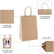 50X Kraft Paper Bags Gift Shopping Carry Craft Brown Bag With Handles - S-15cmx21cmx8cm V528-9360312087832