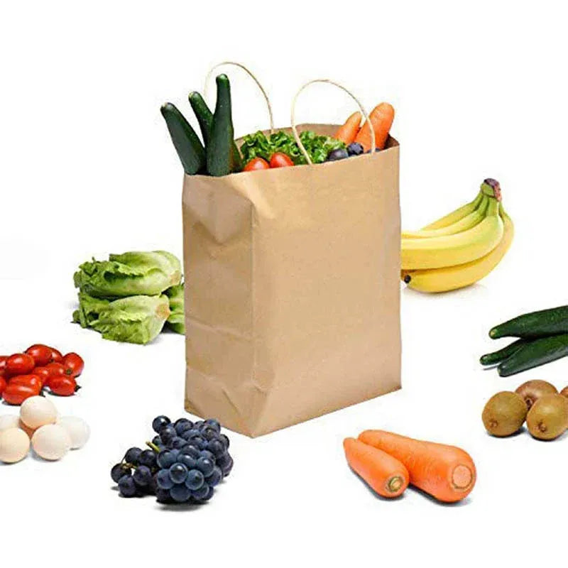 50X Kraft Paper Bags Gift Shopping Carry Craft Brown Bag With Handles - S-15cmx21cmx8cm V528-9360312087832