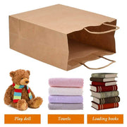 50X Kraft Paper Bags Gift Shopping Carry Craft Brown Bag With Handles - S-15cmx21cmx8cm V528-9360312087832