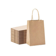 50X Kraft Paper Bags Gift Shopping Carry Craft Brown Bag With Handles - S-15cmx21cmx8cm V528-9360312087832