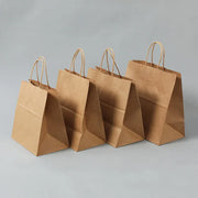50X Kraft Paper Bags Gift Shopping Carry Craft Brown Bag With Handles - S-15cmx21cmx8cm V528-9360312087832