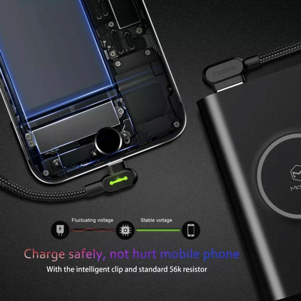 Mcdodo Fast Usb Cable Heavy Duty Charging Syn Charger Iphone 90 Degree Angle - 1.2m