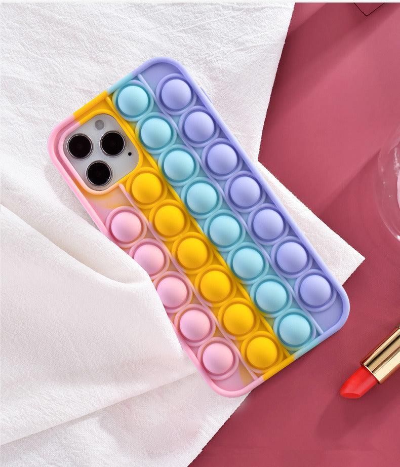 Rainbow Pop Fidget Toys Push It Bubble Phone Case For iPhone 7 8 Plus X XR 11 12 Pro Max - iPhone 11