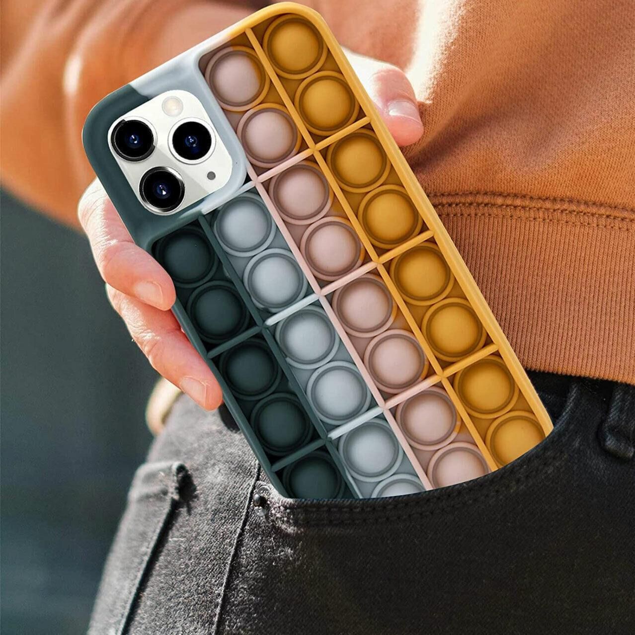 Blue-White Pop Fidget Toys Push It Bubble Phone Case For Iphone - iPhone 13