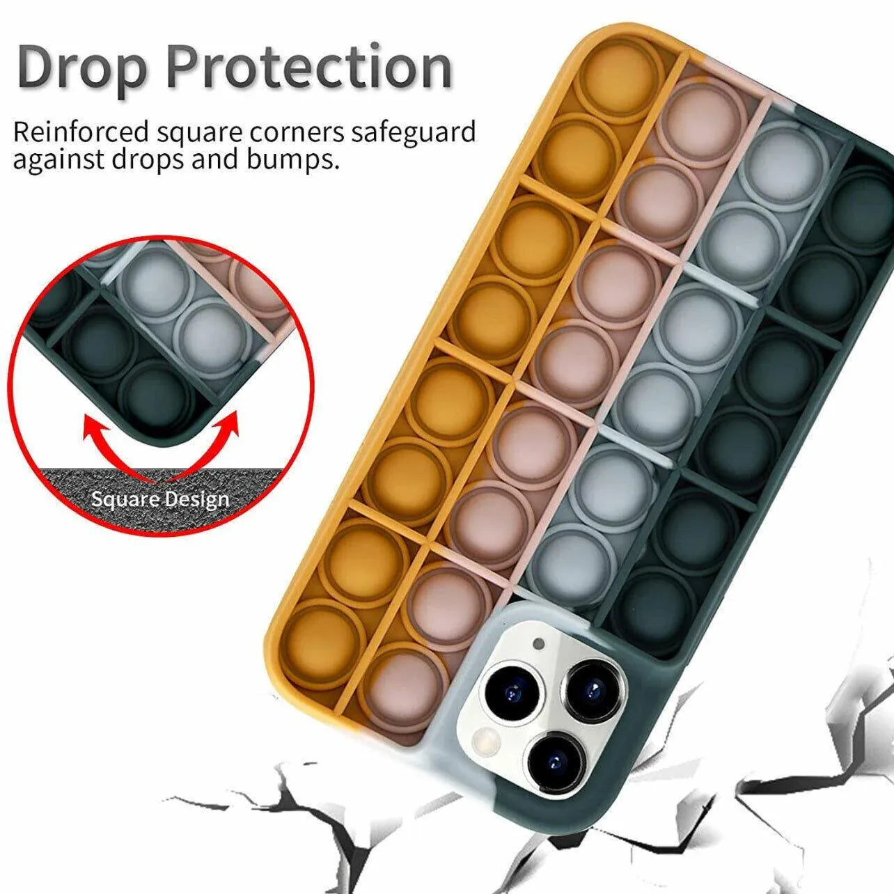 Blue-White Pop Fidget Toys Push It Bubble Phone Case For Iphone - iPhone 13