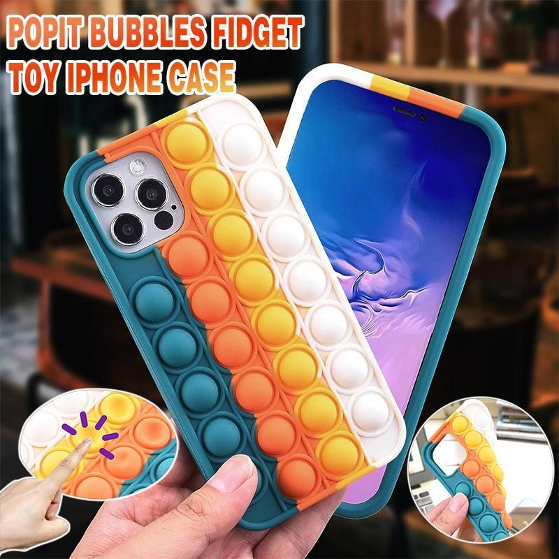 Blue-White Pop Fidget Toys Push It Bubble Phone Case For Iphone - iPhone 12
