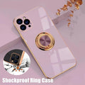 Light Purple Luxury Shockproof Silicone Ring Case Stand Cover for iPhone 14 13 12 Pro Max - iPhone XR V528-9360312109725