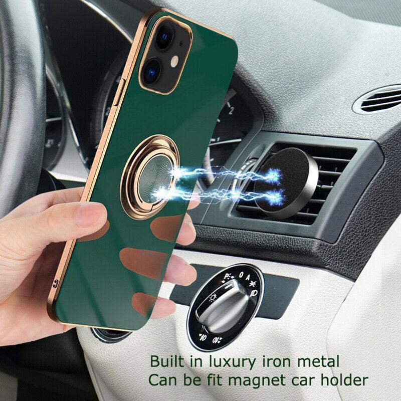Light Purple Luxury Shockproof Silicone Ring Case Stand Cover for iPhone 14 13 12 Pro Max - iPhone XR V528-9360312109725