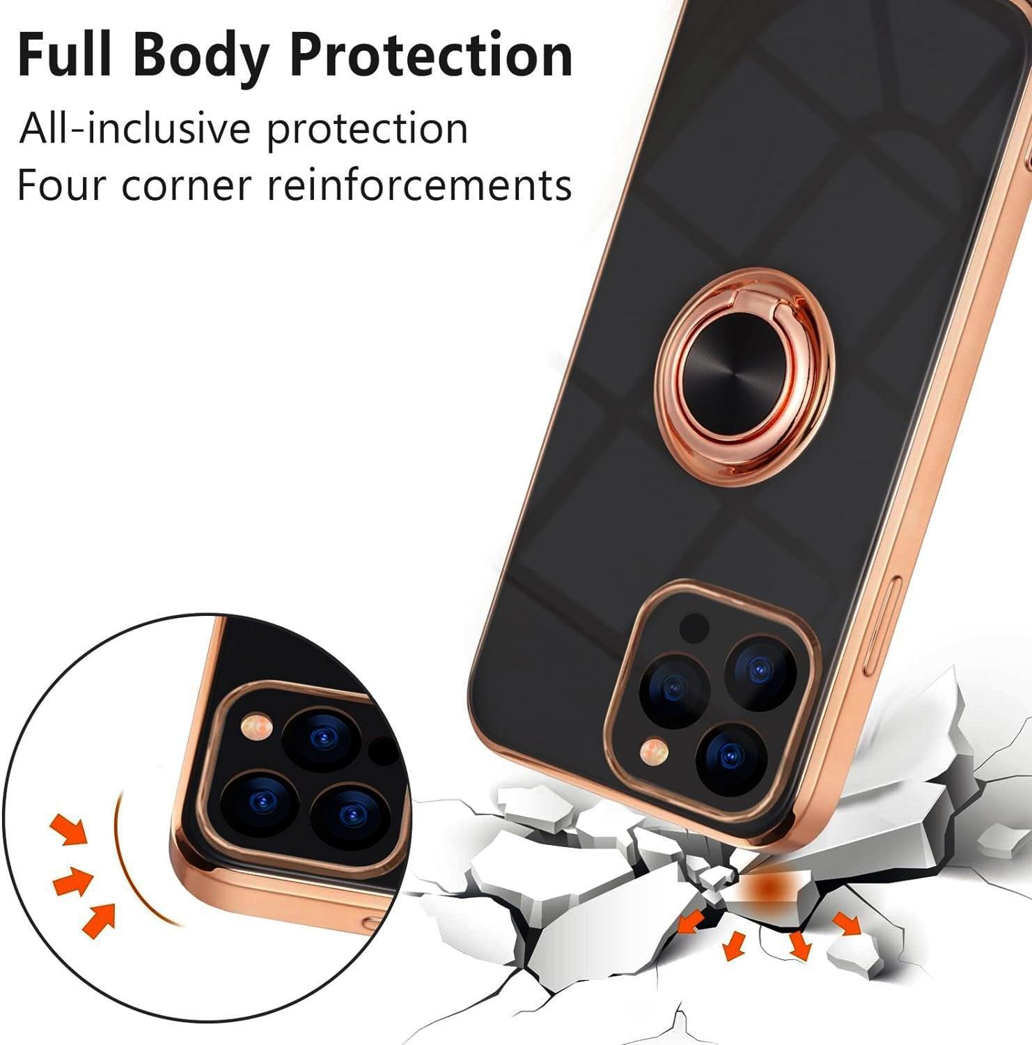 Light Purple Luxury Shockproof Silicone Ring Case Stand Cover for iPhone 14 13 12 Pro Max - iPhone XR V528-9360312109725