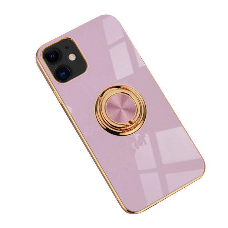 Light Purple Luxury Shockproof Silicone Ring Case Stand Cover for iPhone 14 13 12 Pro Max - iPhone XR V528-9360312109725