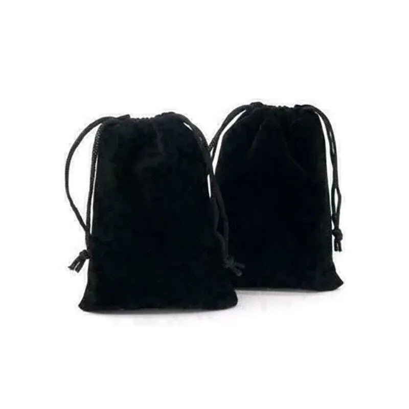 50X Small Velvet Cloth Drawstring Bags Gift Bag Jewelry Ring Pouch Earring Favor 9x12 - Black V528-9360312112763
