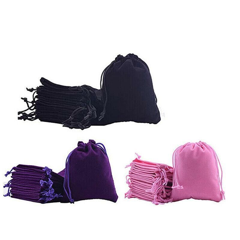 50X Small Velvet Cloth Drawstring Bags Gift Bag Jewelry Ring Pouch Earring Favor 9x12 - Black V528-9360312112763