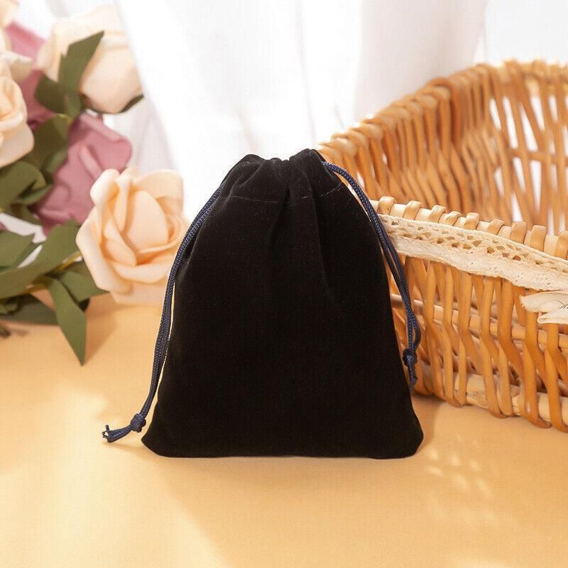 50X Small Velvet Cloth Drawstring Bags Gift Bag Jewelry Ring Pouch Earring Favor 9x12 - Black V528-9360312112763