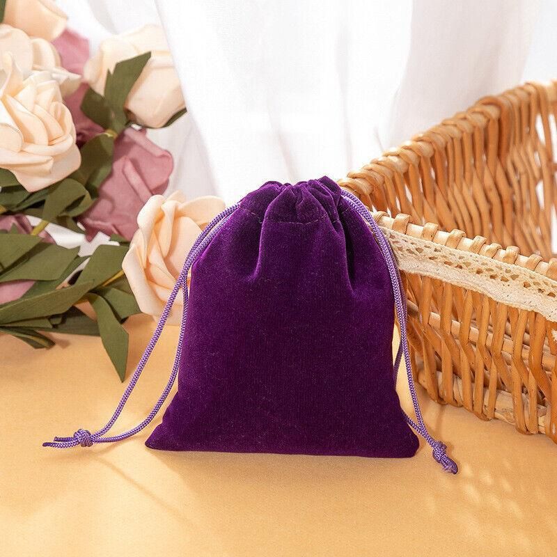 50X Small Velvet Cloth Drawstring Bags Gift Bag Jewelry Ring Pouch Earring Favor 9x12 - Black V528-9360312112763