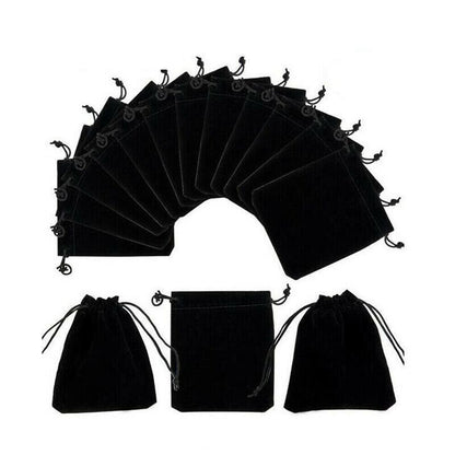 50X Small Velvet Cloth Drawstring Bags Gift Bag Jewelry Ring Pouch Earring Favor 9x12 - Black V528-9360312112763