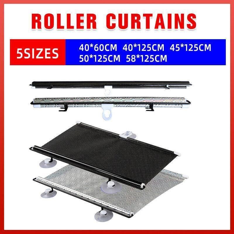Silver Roller Blinds Suction Cup Sunshade Blackout Curtains Car Home Window Curtains - 58 X 125 CM V528-9360312118666