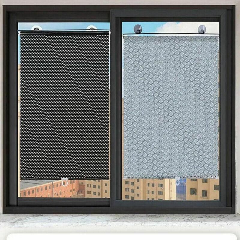 Silver Roller Blinds Suction Cup Sunshade Blackout Curtains Car Home Window Curtains - 58 X 125 CM V528-9360312118666