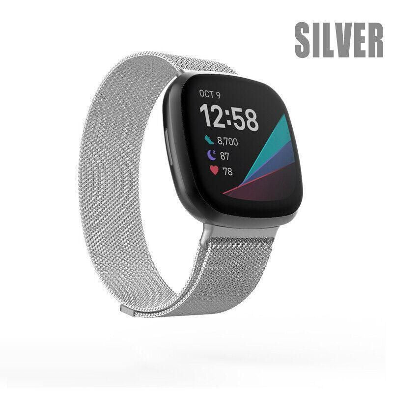 For Fitbit Versa 2 Lite Watch Band Strap Sports Metal Wristband Replacement Large - Silver Versa/Versa 2/Lite V528-9360312125190