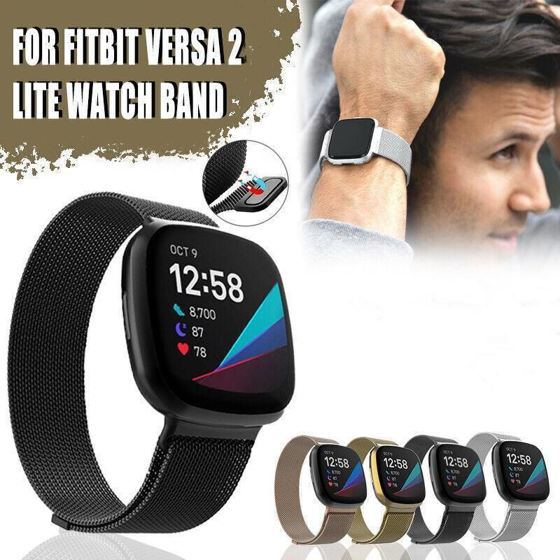 For Fitbit Versa 2 Lite Watch Band Strap Sports Metal Wristband Replacement Large - Silver Versa/Versa 2/Lite V528-9360312125190