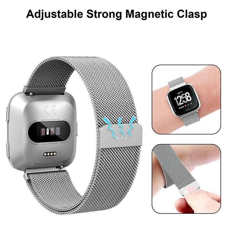 For Fitbit Versa 2 Lite Watch Band Strap Sports Metal Wristband Replacement Large - Silver Versa/Versa 2/Lite V528-9360312125190