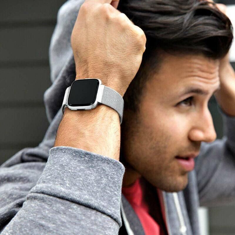 For Fitbit Versa 2 Lite Watch Band Strap Sports Metal Wristband Replacement Large - Silver Versa/Versa 2/Lite V528-9360312125190