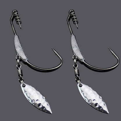 Weedless Jighead Hook Swimbait Worm Fishing Lure Wide Gap Single Barbed Spinner - 1/0# V528-9360312126869
