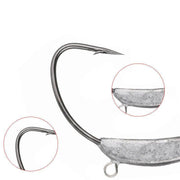 Weedless Jighead Hook Swimbait Worm Fishing Lure Wide Gap Single Barbed Spinner - 1/0# V528-9360312126869