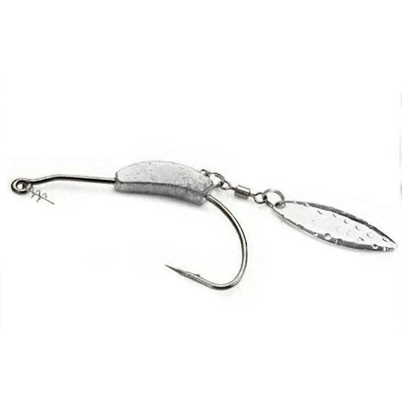 Weedless Jighead Hook Swimbait Worm Fishing Lure Wide Gap Single Barbed Spinner - 2/0# V528-9360312126876