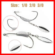 Weedless Jighead Hook Swimbait Worm Fishing Lure Wide Gap Single Barbed Spinner - 2/0# V528-9360312126876