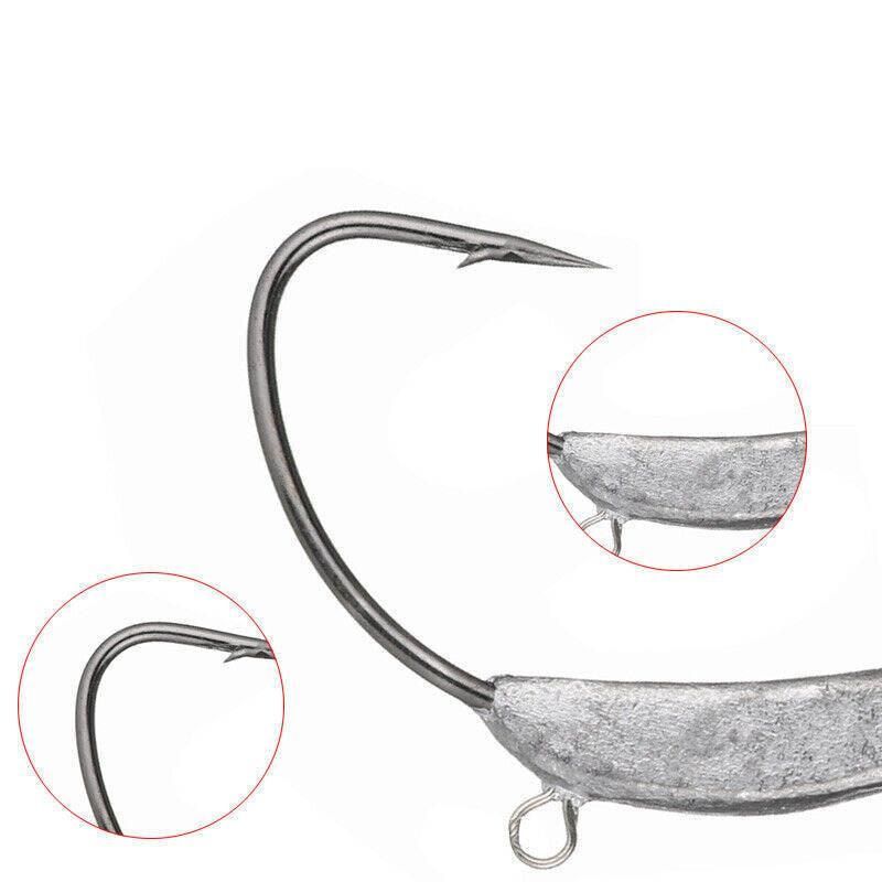 Weedless Jighead Hook Swimbait Worm Fishing Lure Wide Gap Single Barbed Spinner - 2/0# V528-9360312126876