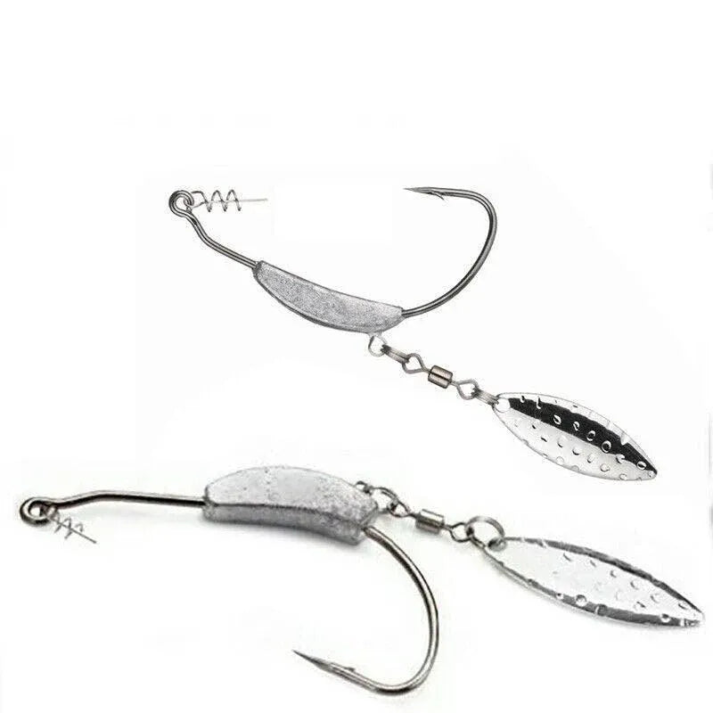 Weedless Jighead Hook Swimbait Worm Fishing Lure Wide Gap Single Barbed Spinner - 2/0# V528-9360312126876