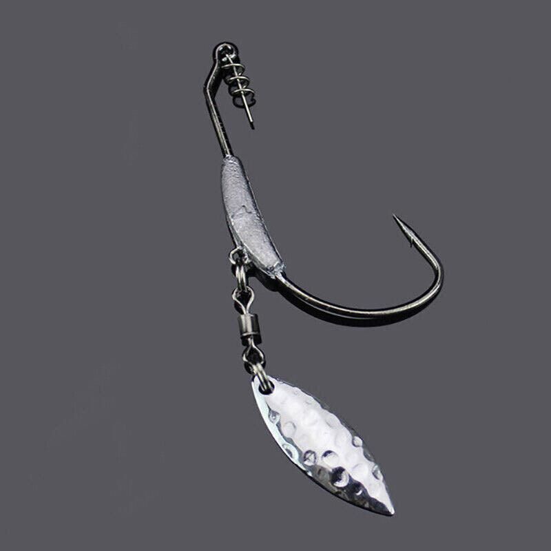 Weedless Jighead Hook Swimbait Worm Fishing Lure Wide Gap Single Barbed Spinner - 2/0# V528-9360312126876