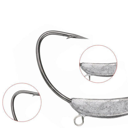 Weedless Jighead Hook Swimbait Worm Fishing Lure Wide Gap Single Barbed Spinner - 3/0# V528-9360312126883