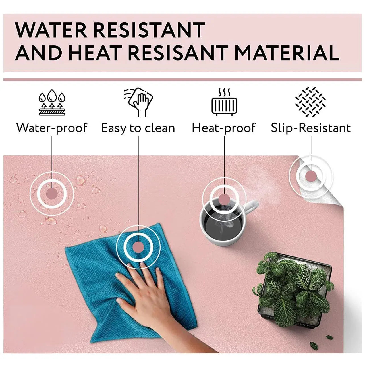 Large Leather Gaming Mouse Pad Waterproof Desk Keyboard Mat 120 x 60cm - Pink V528-9360312129464
