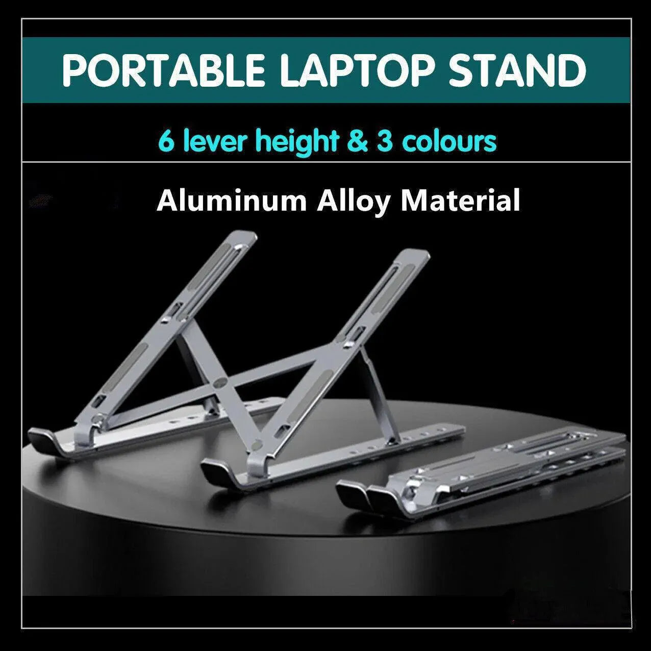 Adjustable Laptop Stand Portable Aluminum Alloy Desktop Holder for 11 to 17.3 Inch - Black V528-9360312131269