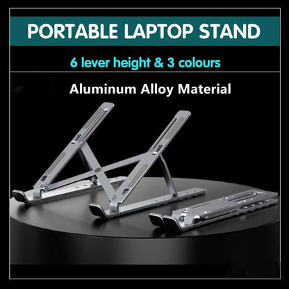 Adjustable Laptop Stand Portable Aluminum Alloy Desktop Holder for 11 to 17.3 Inch - Black V528-9360312131269