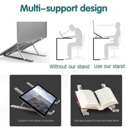 Adjustable Laptop Stand Portable Aluminum Alloy Desktop Holder for 11 to 17.3 Inch - Black V528-9360312131269