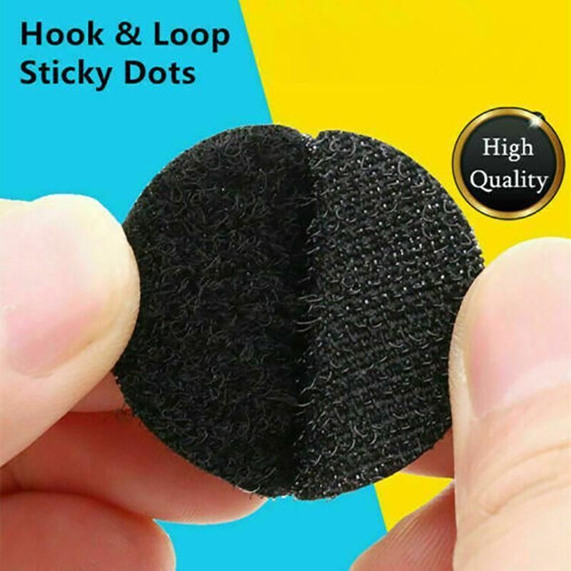 Hook and Loop Sticky Self Adhesive Dots Coins Circles Tape Black White 15mm - Black V528-9360312133232
