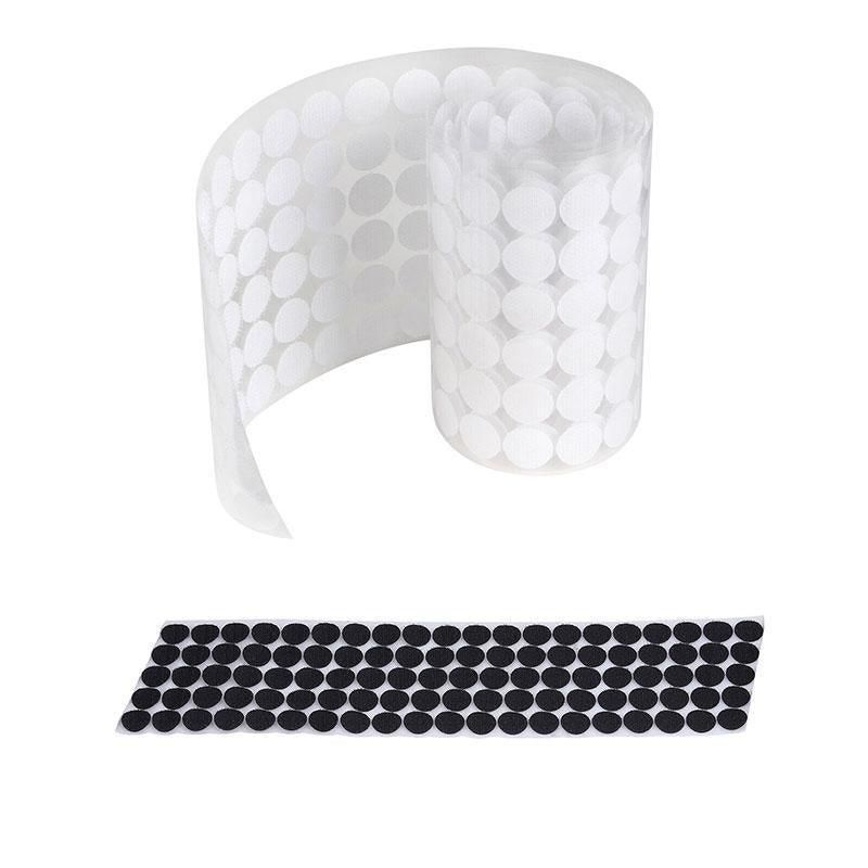 Hook and Loop Sticky Self Adhesive Dots Coins Circles Tape Black White 15mm - Black V528-9360312133232