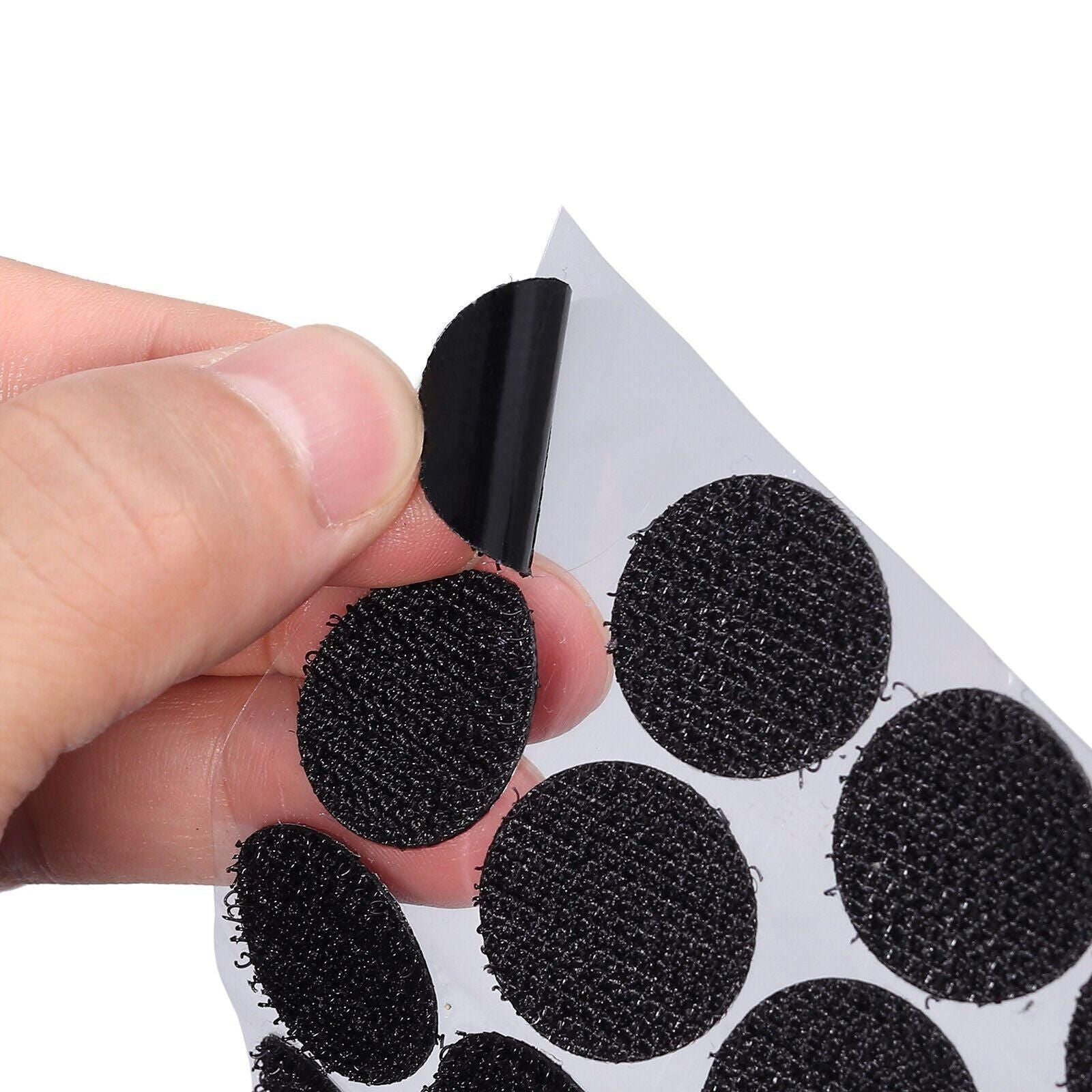 Hook and Loop Sticky Self Adhesive Dots Coins Circles Tape Black White 15mm - Black V528-9360312133232