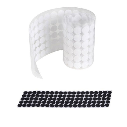 Hook and Loop Sticky Self Adhesive Dots Coins Circles Tape Black White 15mm - White V528-9360312133270