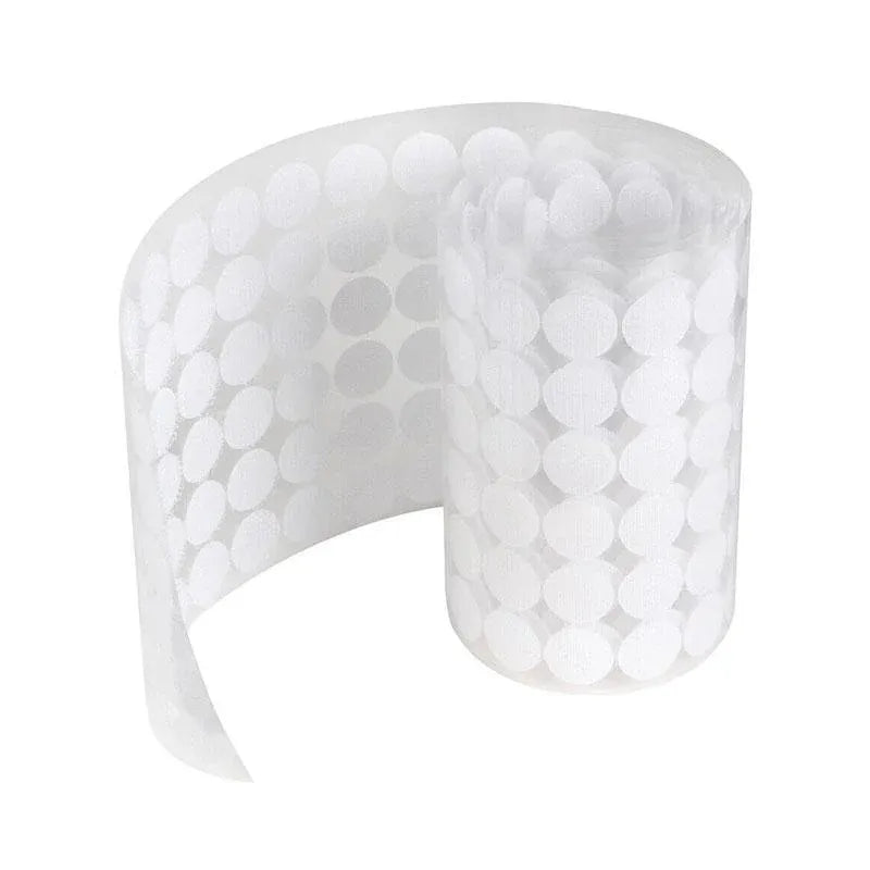 Hook and Loop Sticky Self Adhesive Dots Coins Circles Tape Black White 15mm - White V528-9360312133270