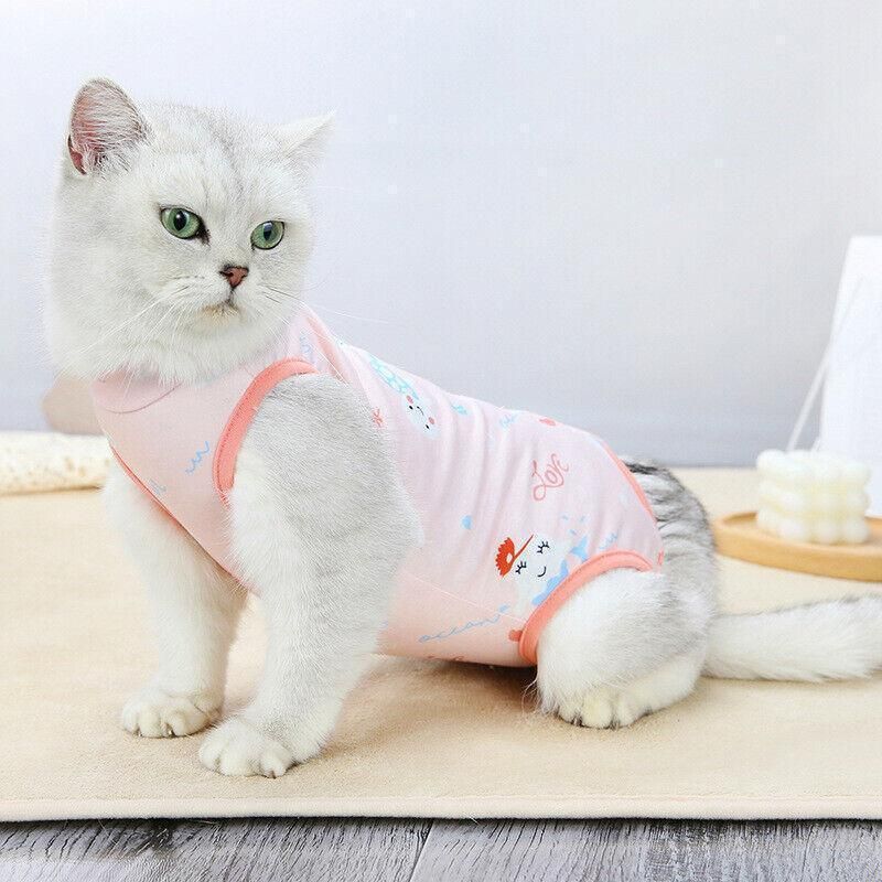 Pet Cat Postoperative Recovery Suit Pet Surgery Clothing Sterilization Weaning Pink - L(Bust: 44cm Length: V528-9360312135809