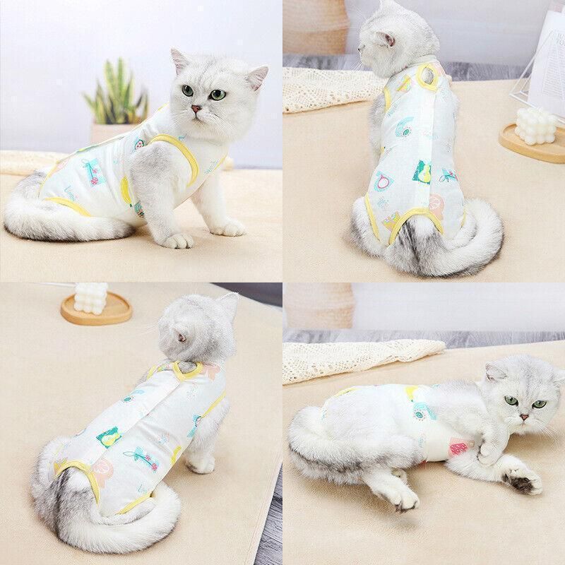 Pet Cat Postoperative Recovery Suit Pet Surgery Clothing Sterilization Weaning Pink - L(Bust: 44cm Length: V528-9360312135809