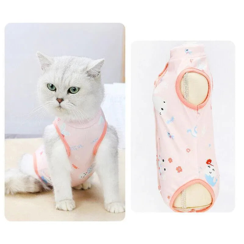 Pet Cat Postoperative Recovery Suit Pet Surgery Clothing Sterilization Weaning Pink - L(Bust: 44cm Length: V528-9360312135809