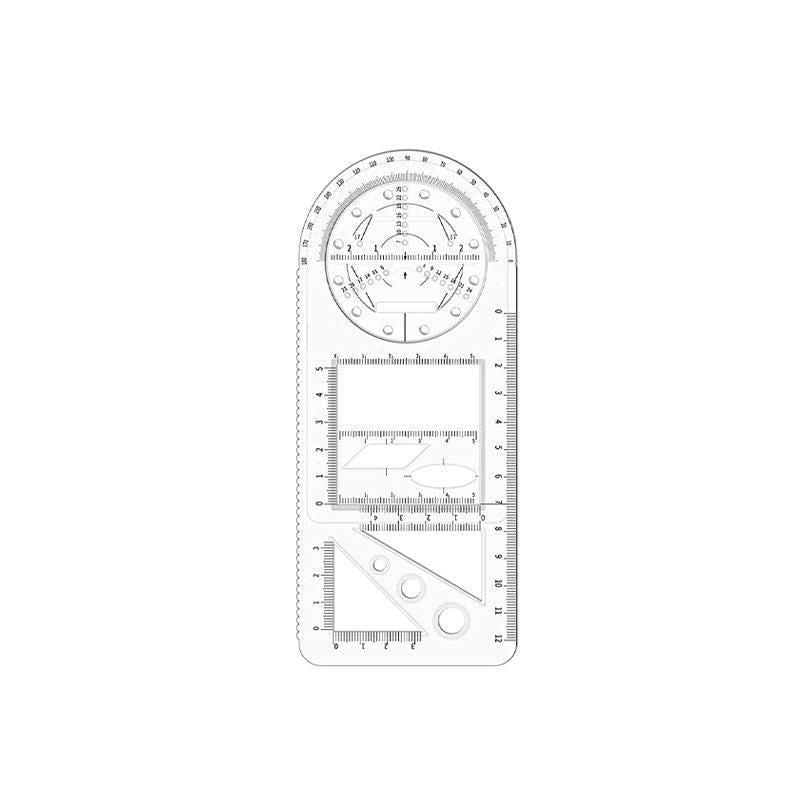 Multifunctional Geometric Ruler Student Mathematics Drawing Tools School Office - Clear-Primary School V528-9360312136219